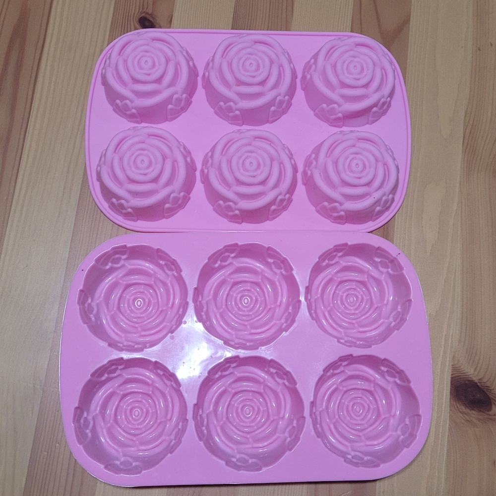 Rose Flower Silicone Mold For Chocolate Candles Soap, Set Of 2